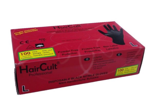 HairCult Professional Nitrile Gloves BLACK 100 St. Gr. M