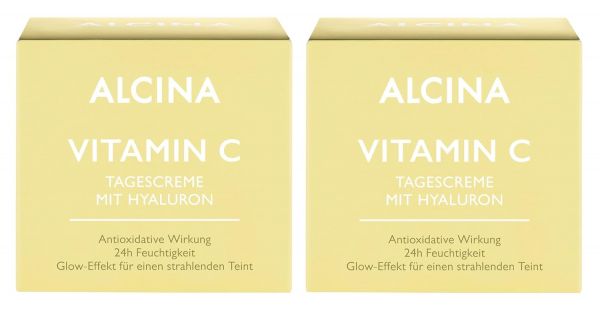 ALCINA Vitamin C Tagescreme - 2 x 50 ml - 24h feuchtigkeitsspendende Gesichtscreme