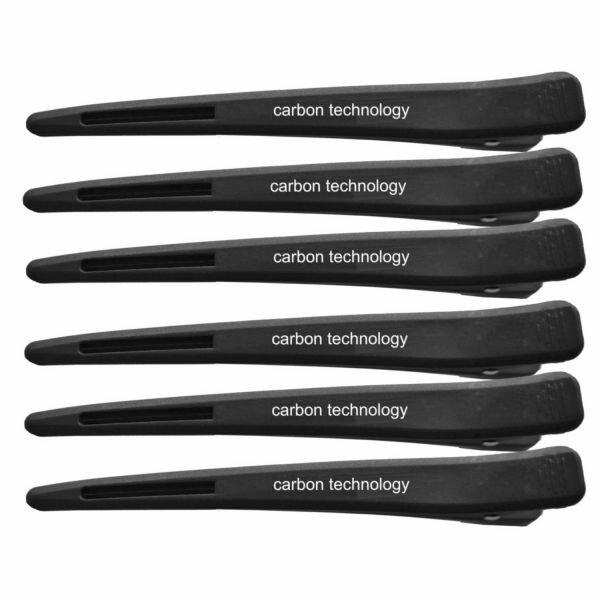 HairCult Carbon Abteilclips 12 cm SCHWARZ 6 St. - rutschfest