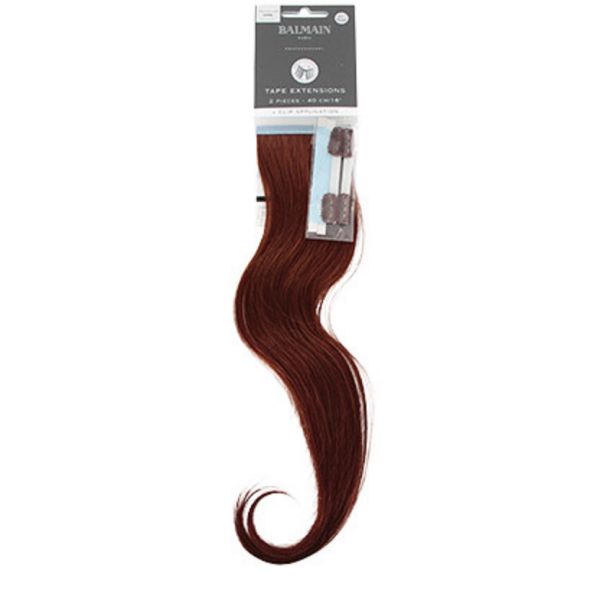 Balmain Tape + Clip Extensions HH 40cm 5RM Light Mahogany Red Brown 2 Stück Echthaar