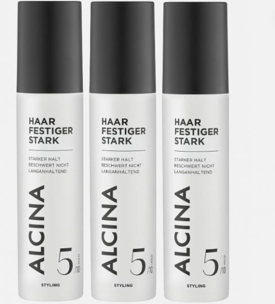 ALCINA Haar Festiger stark | 3 x 125 ml |Relaunch Haarfestiger-Spray