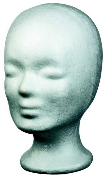 Styroporkopf weiß mit Gesicht