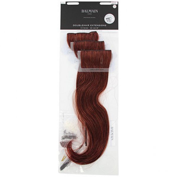 Balmain Double Hair Extensions HH 40cm 5RM Light Mahogany Red Brown Echthaar - 3 Stück