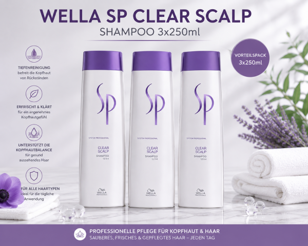 Wella SP Clear Scalp Shampoo 3x 250ml 07-26