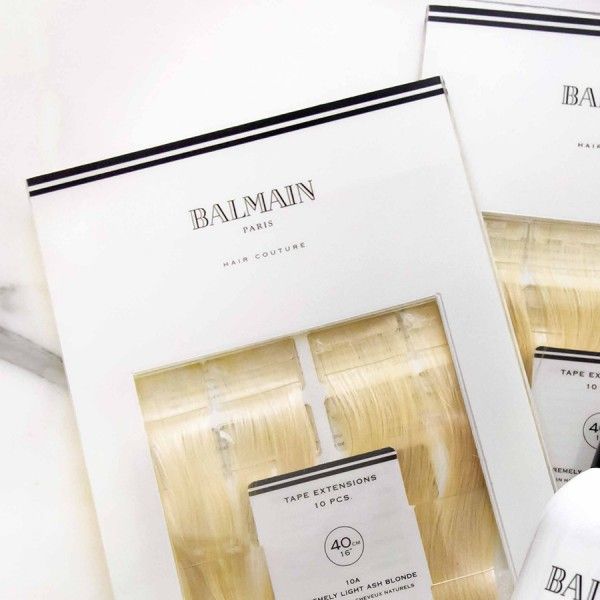 Balmain Silk Tape Extensions HH 55cm 10G Extremely Light Blonde 10Stück Natural Straight