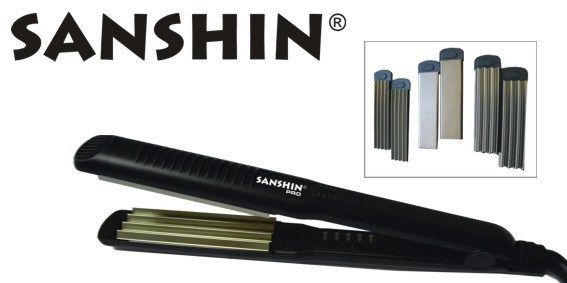 Sanshin Pro Multi Styler schwarz 3 in 1 - Kreppeisen inkl. 3 Einsätze
