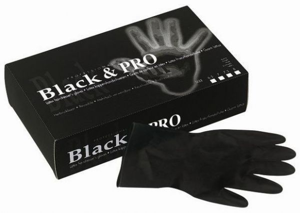 Black &amp; Pro Latexhandschuhe schwarz Puderfrei 20 Stück 7 mittel
