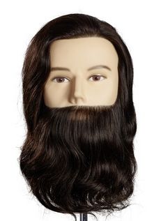 Limage Übungskopf Männer Max mit Bart 25cm mittelbraun Echthaar