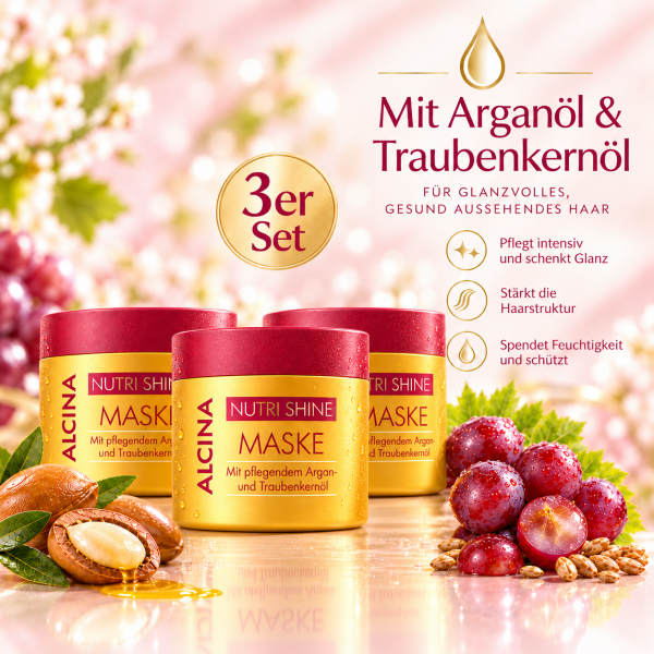Alcina Nutri Shine Maske 3x 200 ml 02-26 Haarmaske für seidiges Haargefühl