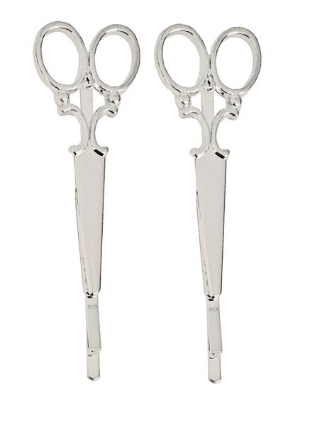 A&A Haarklemmen Schere silber 2er Pack Metall-Look