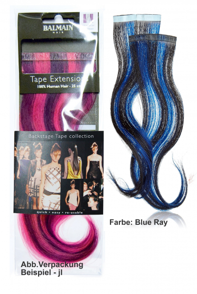 Balmain Tape + Clip Extensions 25cm, Blue Ray