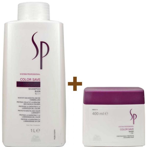 Wella SP Color Save Shampoo 1000ml + Haarmaske 400ml Set 05-26