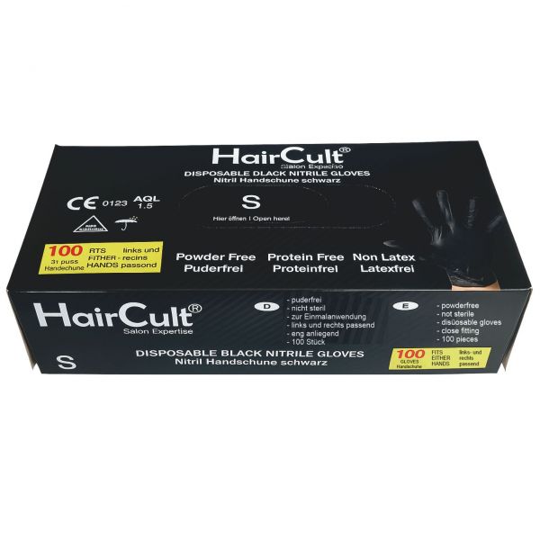 HairCult Professional Nitrile Gloves BLACK 100 St. Gr. M